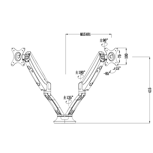 Liftor Arm DA04, držák na 2 monitory bílý